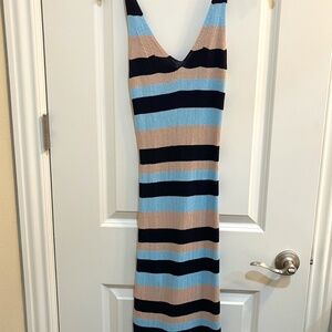 BCBG MAXAZRIA Blue/Tan Sleeveless Knit Dress XS